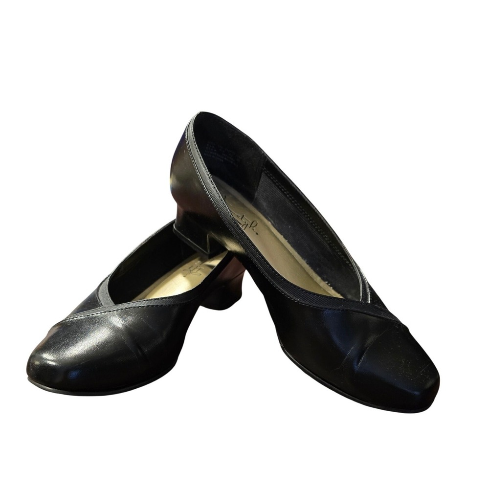 Soft Style Hush Puppies Black Pumps Low Block Heel Square Toe Shoes Womens 8.5 M